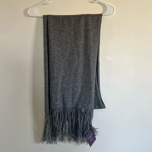 NWT Garnet Hill Gray 100% Cashmere Fringe Scarf
